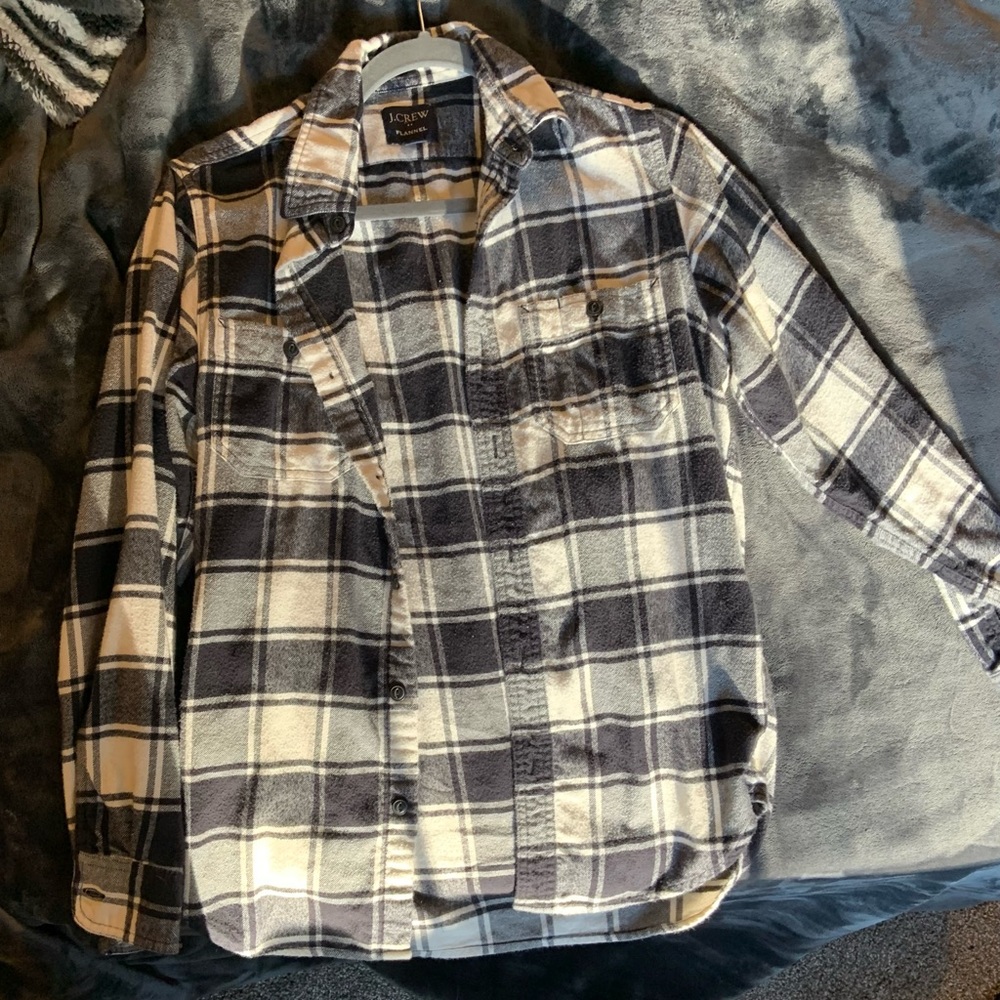 J.Crew XS navy and white button down flannel.